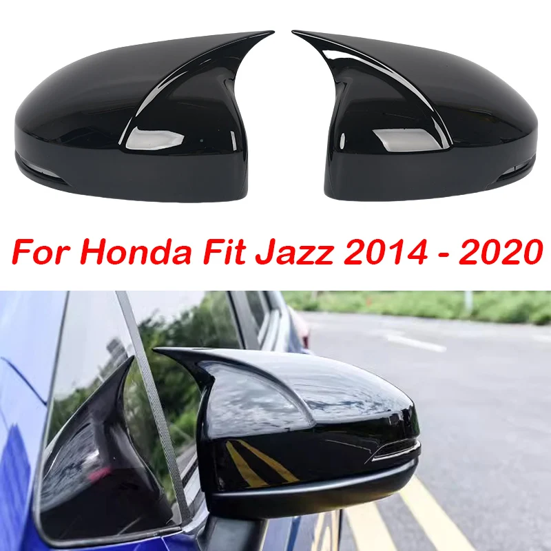 Carbon fiber/Glossy black  For Honda Fit Jazz 2014 - 2020 2017 2018 2019 Car Side Door Rearview Turning Mirror Cover