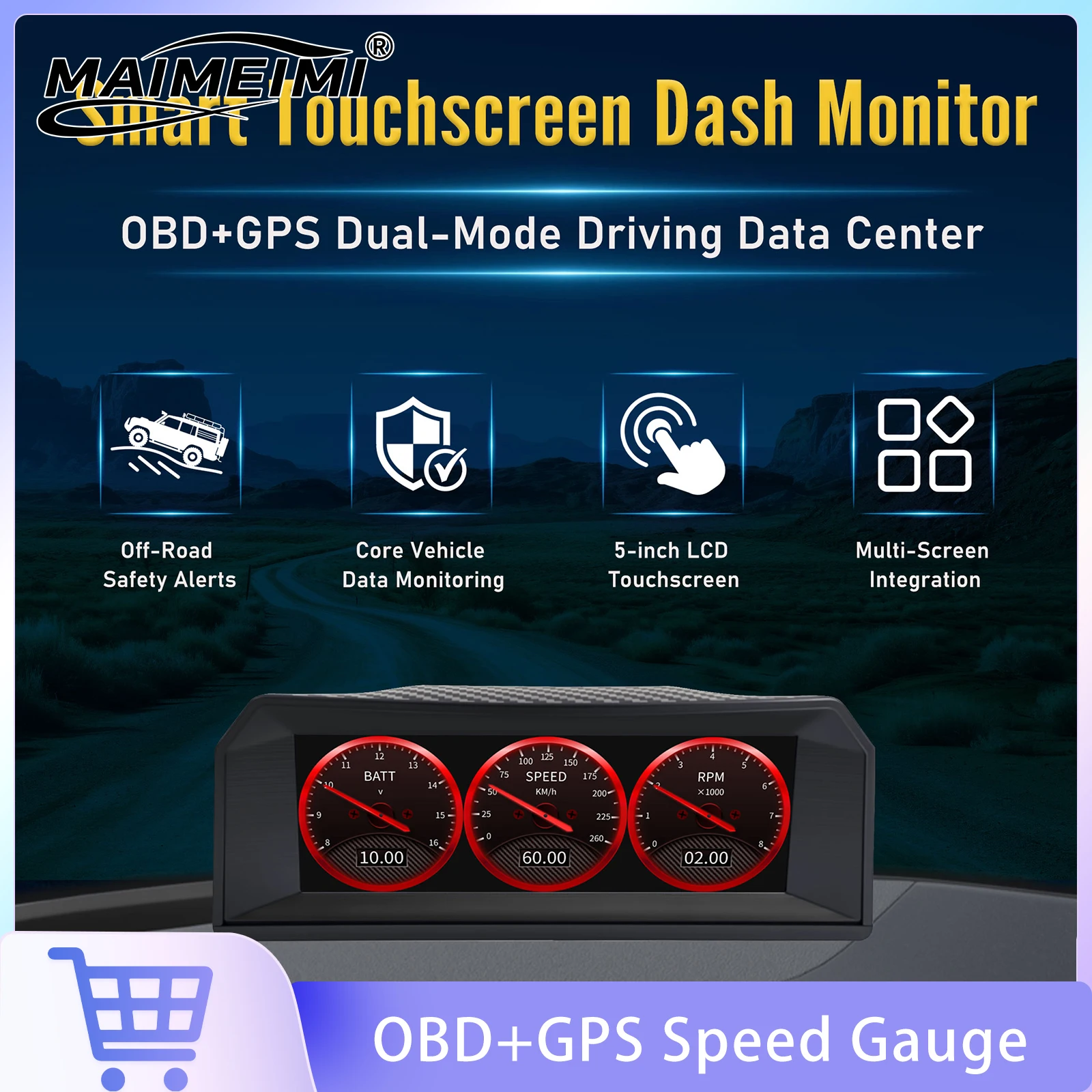 OBD+GPS Car Auto Head Up Display For HUD Digital Smart Speed Gauge With Overspeed Alarm Voltage Water Temperature Car Gauge
