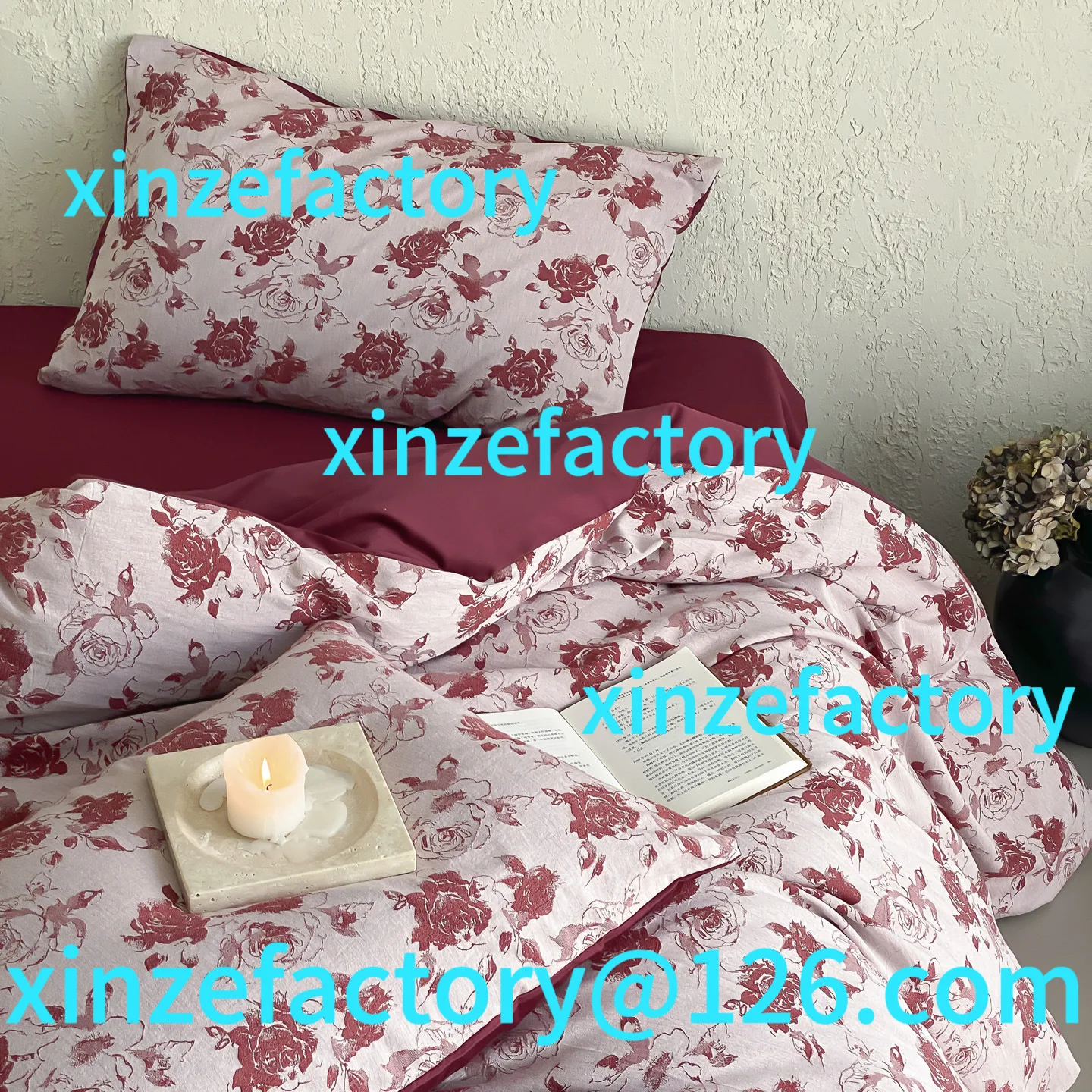 

Customizable cotton washed cotton jacquard retro floral quilt cover skin-friendly and simple bed