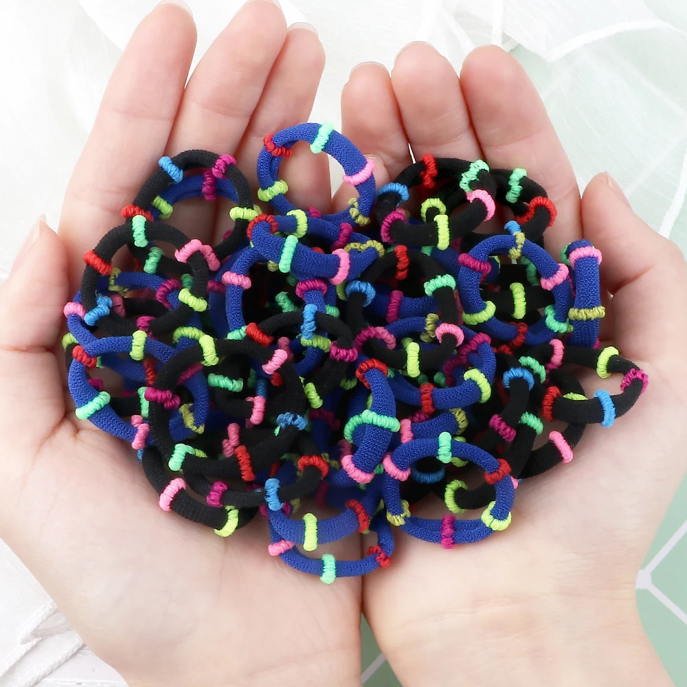 200PCS/Set Elastic Kids Basic Hair Bands Tie 3cm Dark Colors Headwear Don\'t Hurt Hair Headband Hair Accessories Holder Wholesale