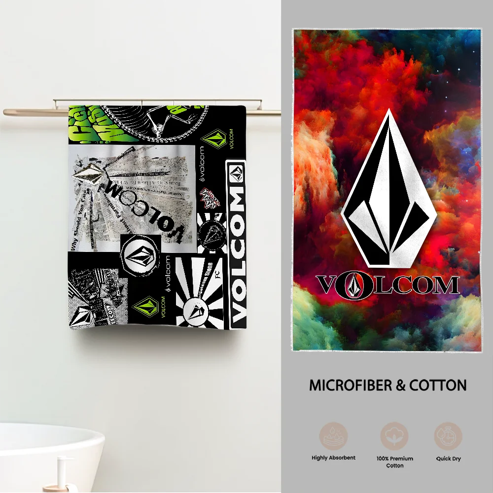 V-VolcomS LOGO Towel Luxury Bathroom Hand Towels Cotton and Microfiber Back Personalized Gift Towel