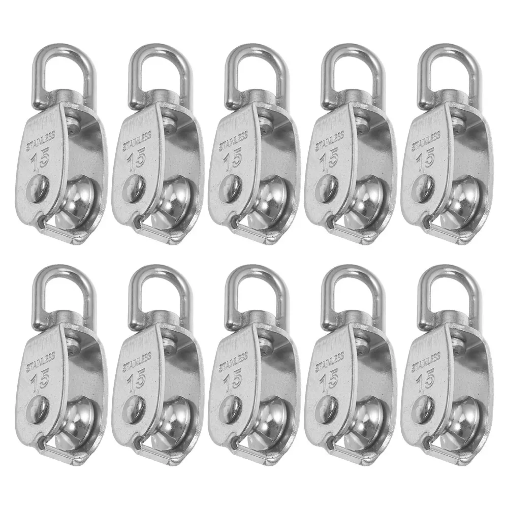 

10pcs Stainless Steel Pulley 304 Grade Cable Rope System Heavy Duty Lifting Crane Wire Block Mini Mount Clothesline