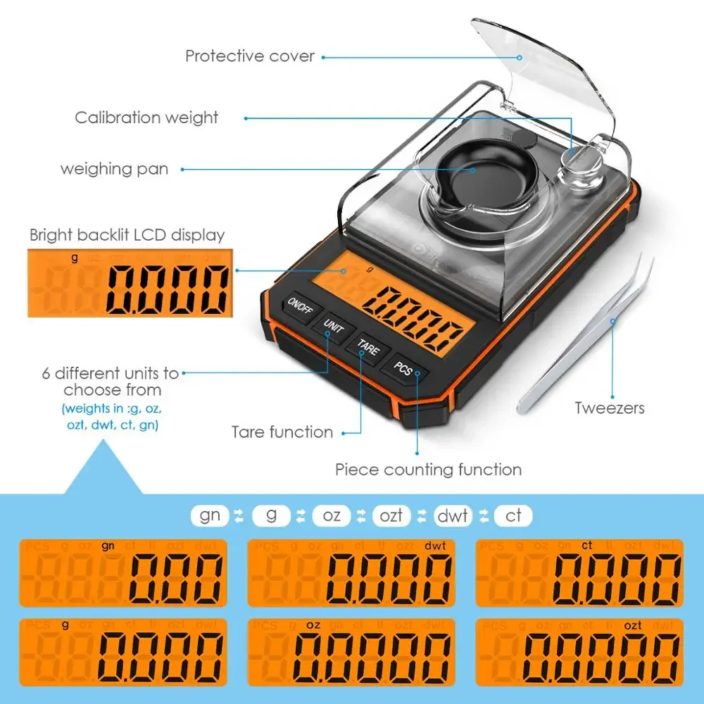 0.001g Digital Mini Scale: Professional Pocket Precision Scale for Milligram Accuracy with Calibration Weights