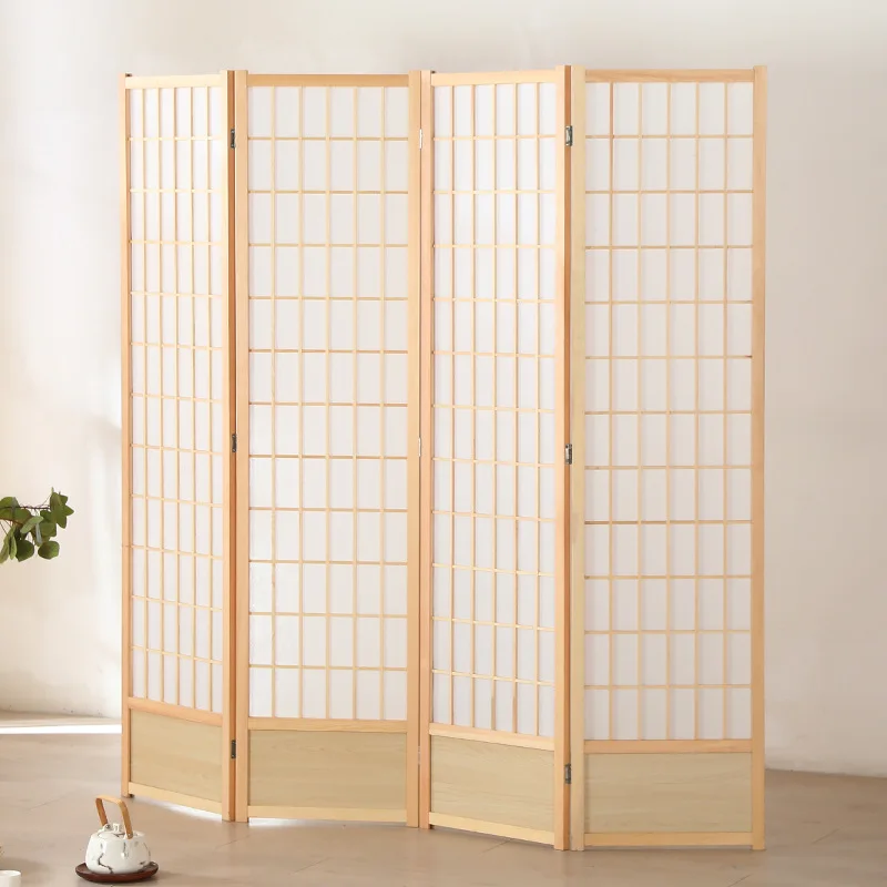 Japanese-style screen partition, living room folding mobile grid folding screen, bedroom baffle blocking wall entrance movable