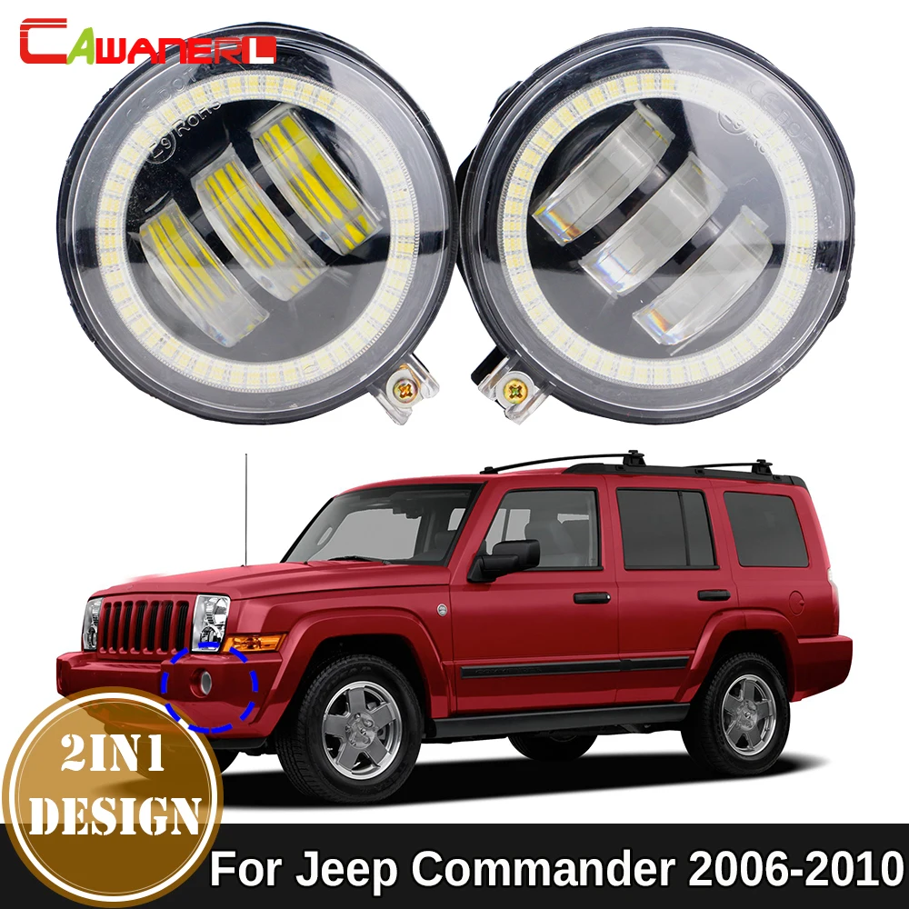 

2 X автомобильные светодиодные противотуманные фары Angel Eye DRL для Jeep Commander 2006 2007 2008 2009 2010 30 Вт Canbus противотуманные фары дневного света в сборе