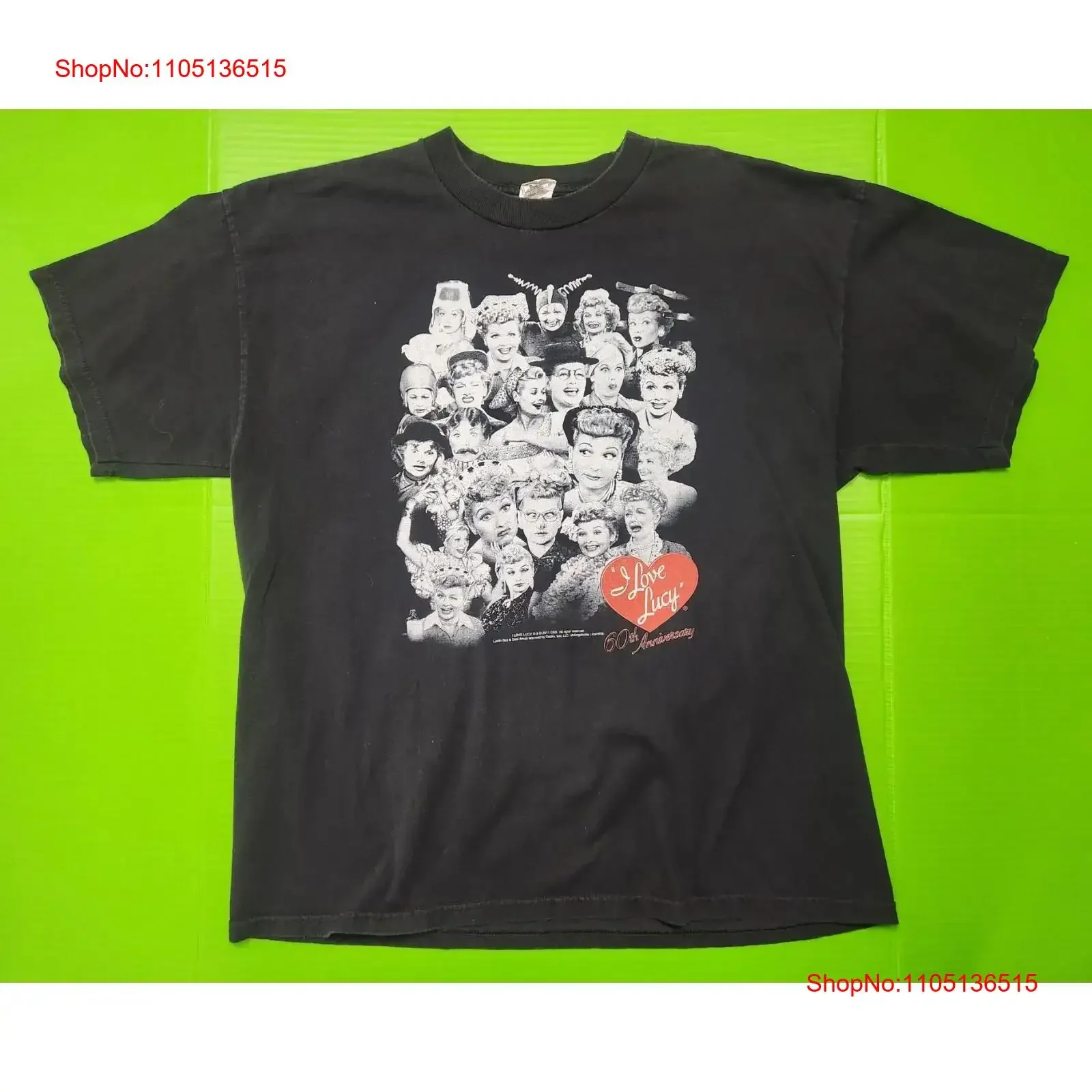 

Винтажная черная футболка Y2K I Love Lucy на 60-летие, размер XL, жесткая, чтобы найти редкий винтажный стираный, удобный, модный, слегка