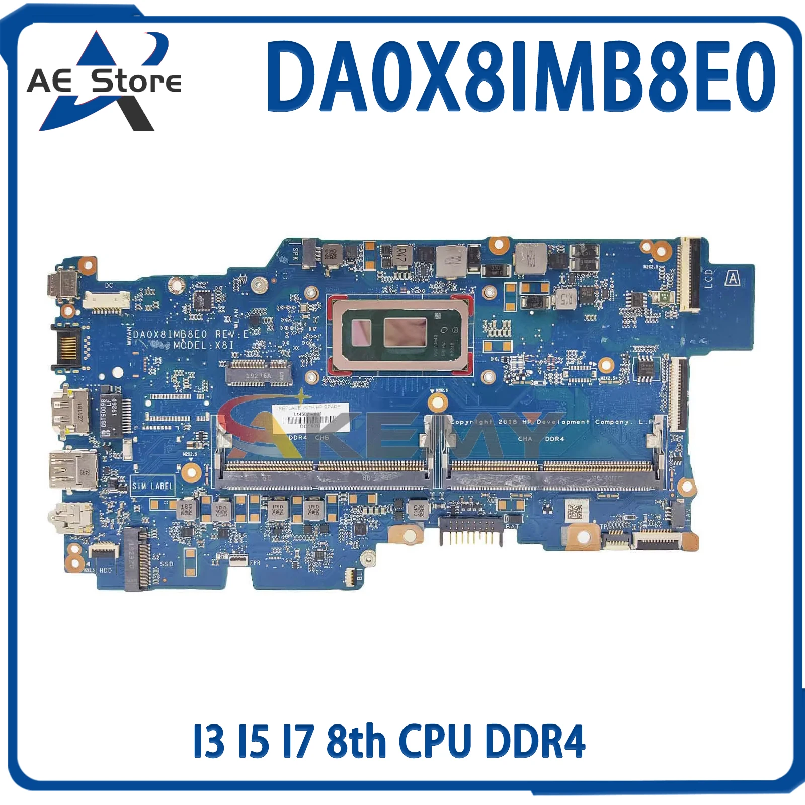 

AE DA0X8IMB8E0 Mainboard For HP 430 G6 L44504-001 L44502-001 L44505-601 Laptop Motherboard With I3 I5 I7 8th CPU DDR4