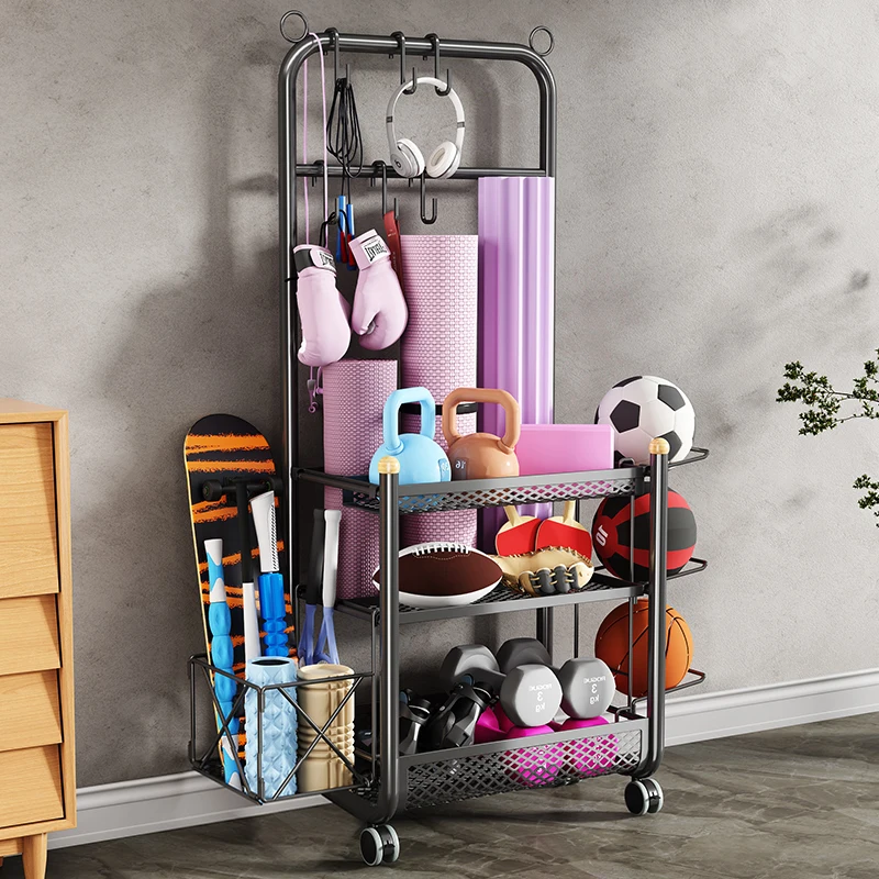 Organizzatore per allenamento in palestra domestica, portaoggetti in metallo per set di pesi, attrezzature per esercizi, deposito di palline da basket