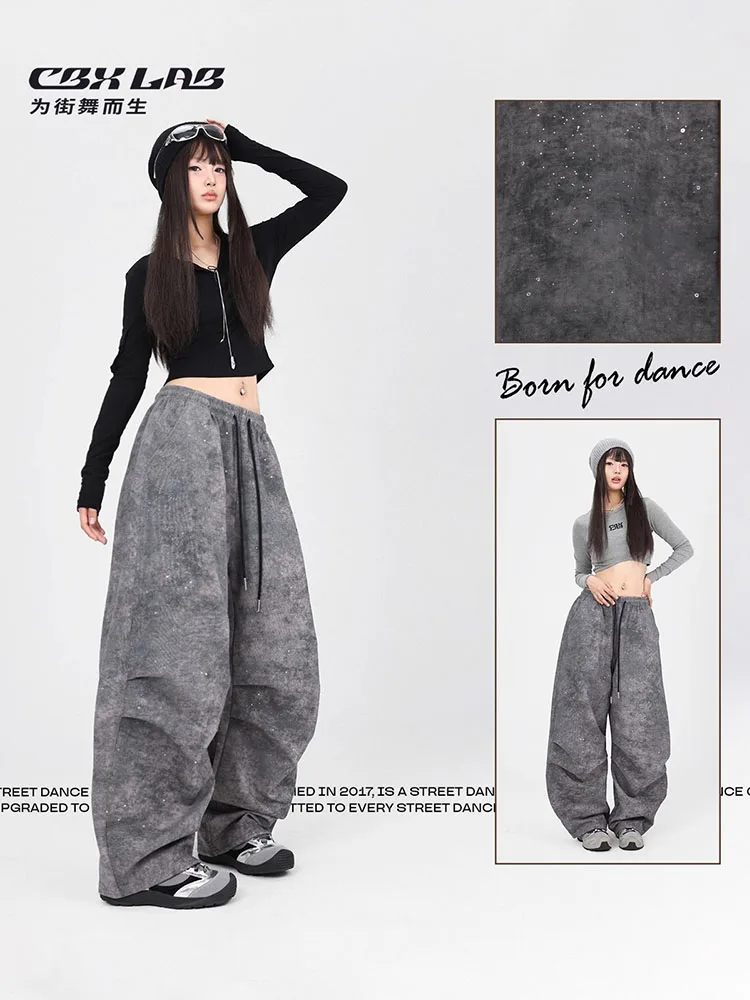 CBXLAB Street Dance femmes "Flash Wasteland pantalon" carbone frêne rétro hip-hop pantalon de travail long rue jazz sport pantalon