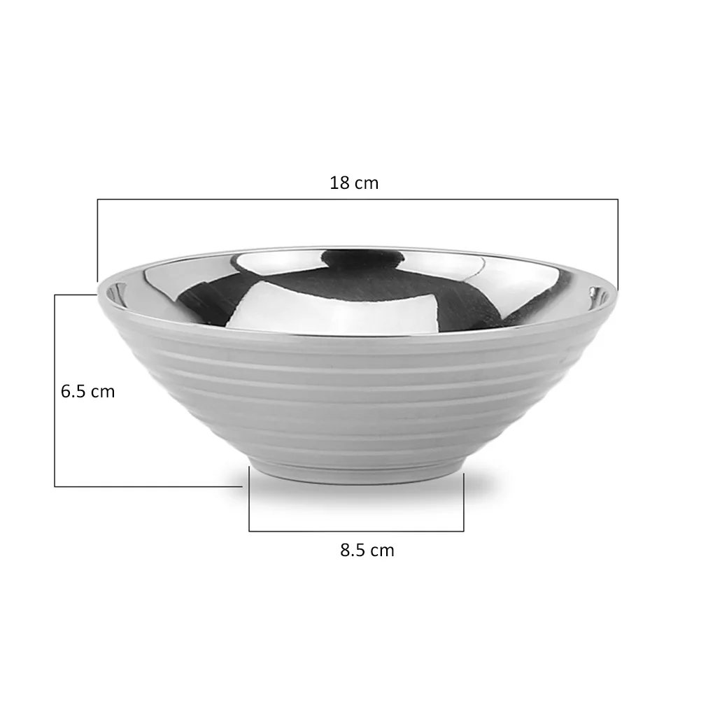 

Stainless Steel Thread Bowl Heat Insulation Trumpet Bowl Household Double Layer Soup Noodle Bowl - 18cm