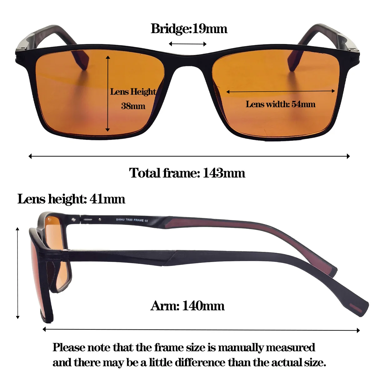 SHINU Red Lenses Glasses men blue light filter for relieve insomnia symptoms At Nighttime Orange Lenses for Computers with case