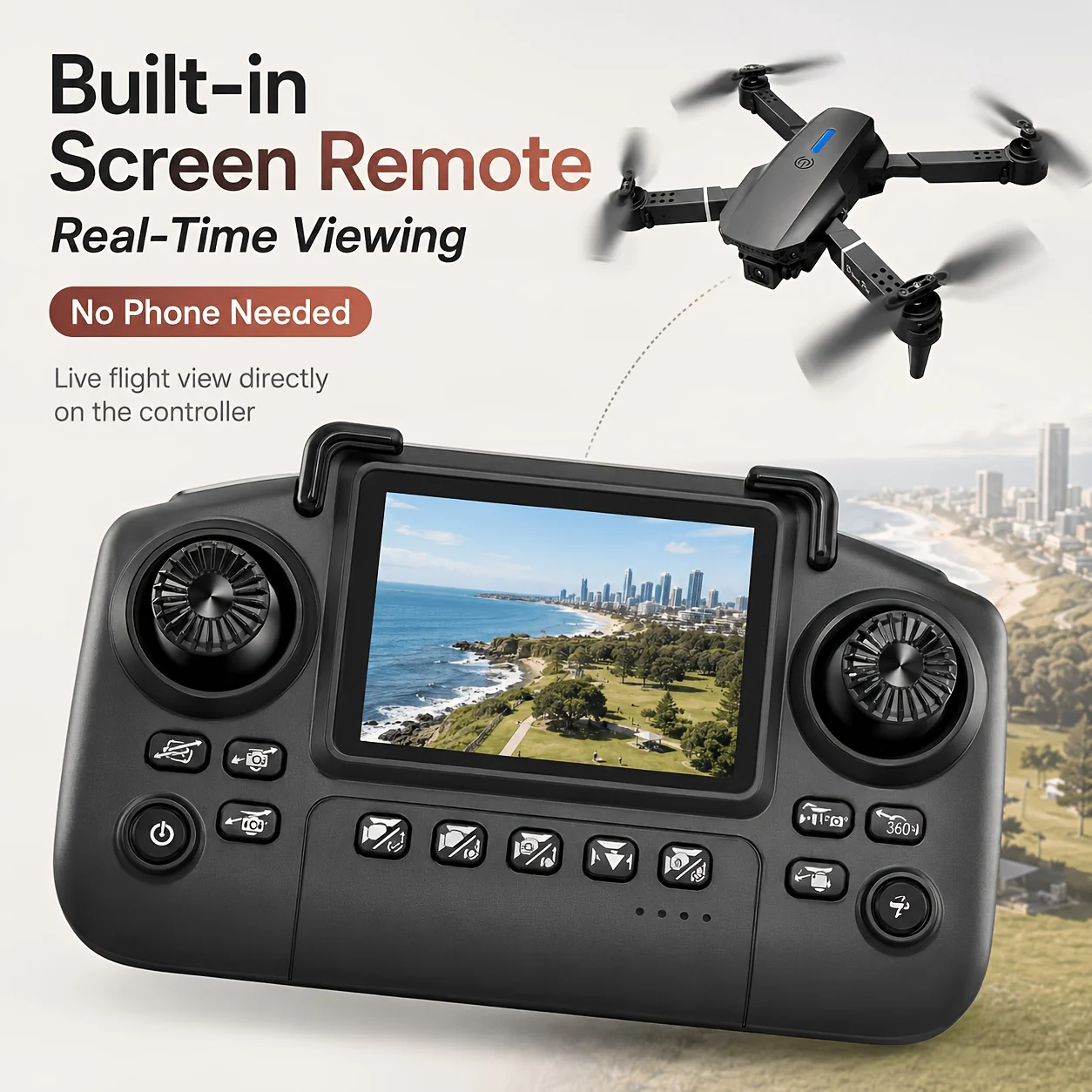 New PRO MAX Remote Control Drone, Dual HD Camera, 2 Rechargeable Batteries, Auto Hover, Headless Mode, 3D Flip, 360° Intelligent Obstacle Avoidance, 360° Rolling, Real-Time Image Transmission, Optical Flow Positioning
