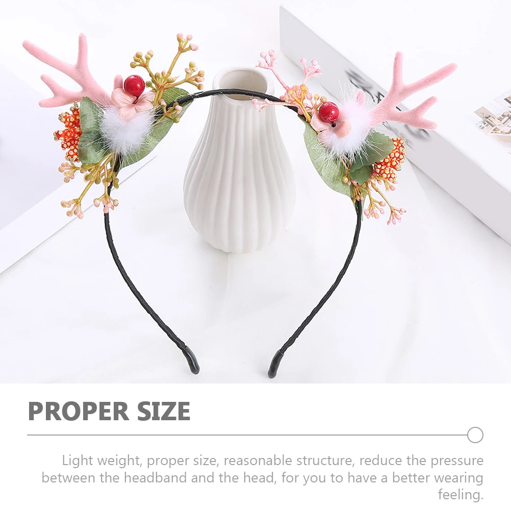 

Deer Antler Hair Band Pink Horn Headband Xmas Cosplay Accessories Festival Props Christmas Party Decorations Holiday Headdress