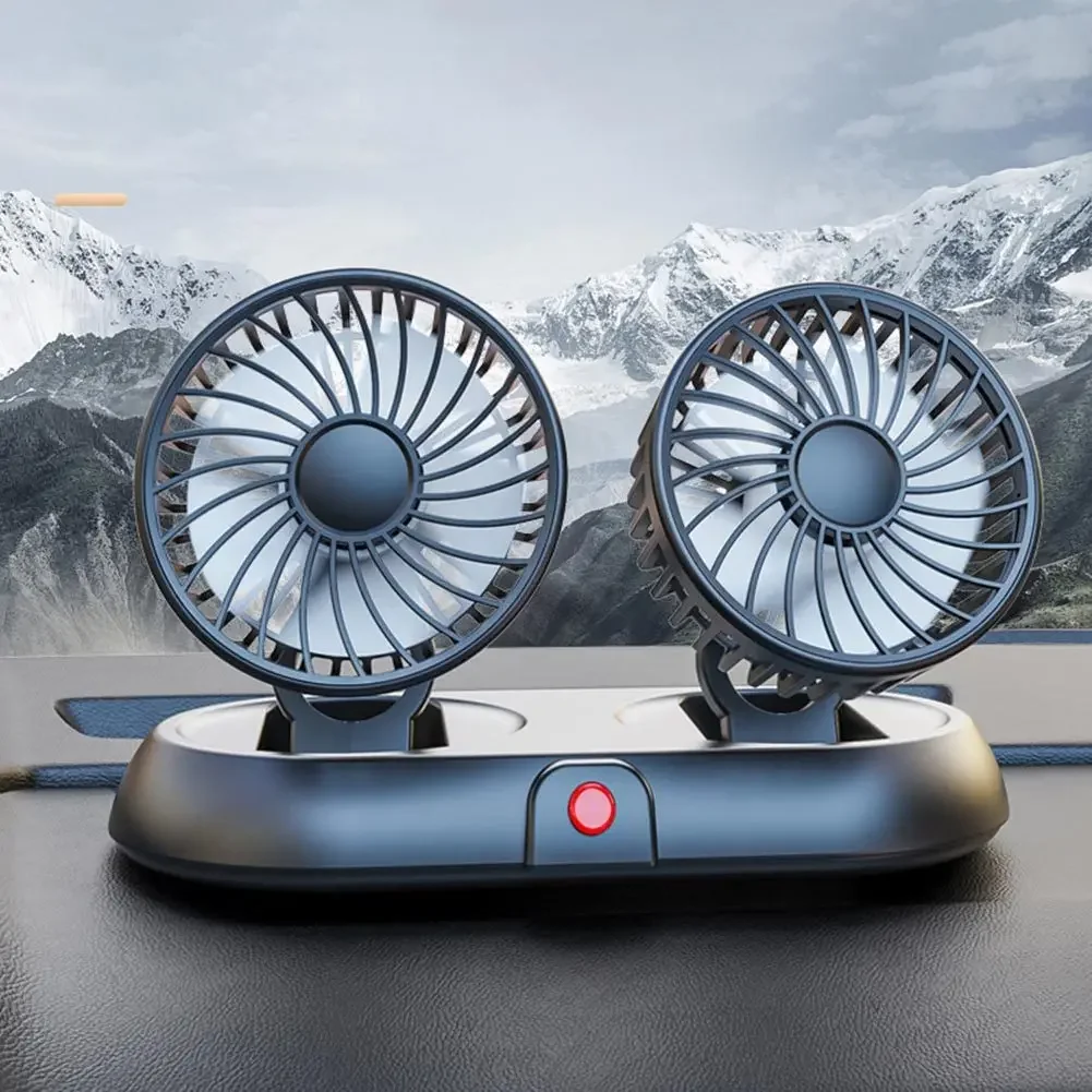 

1x Car Fan Cooling Car Fan 2 Heads USB 360° Adjustable Car Cooler Fan Dual Head Electrical Appliances