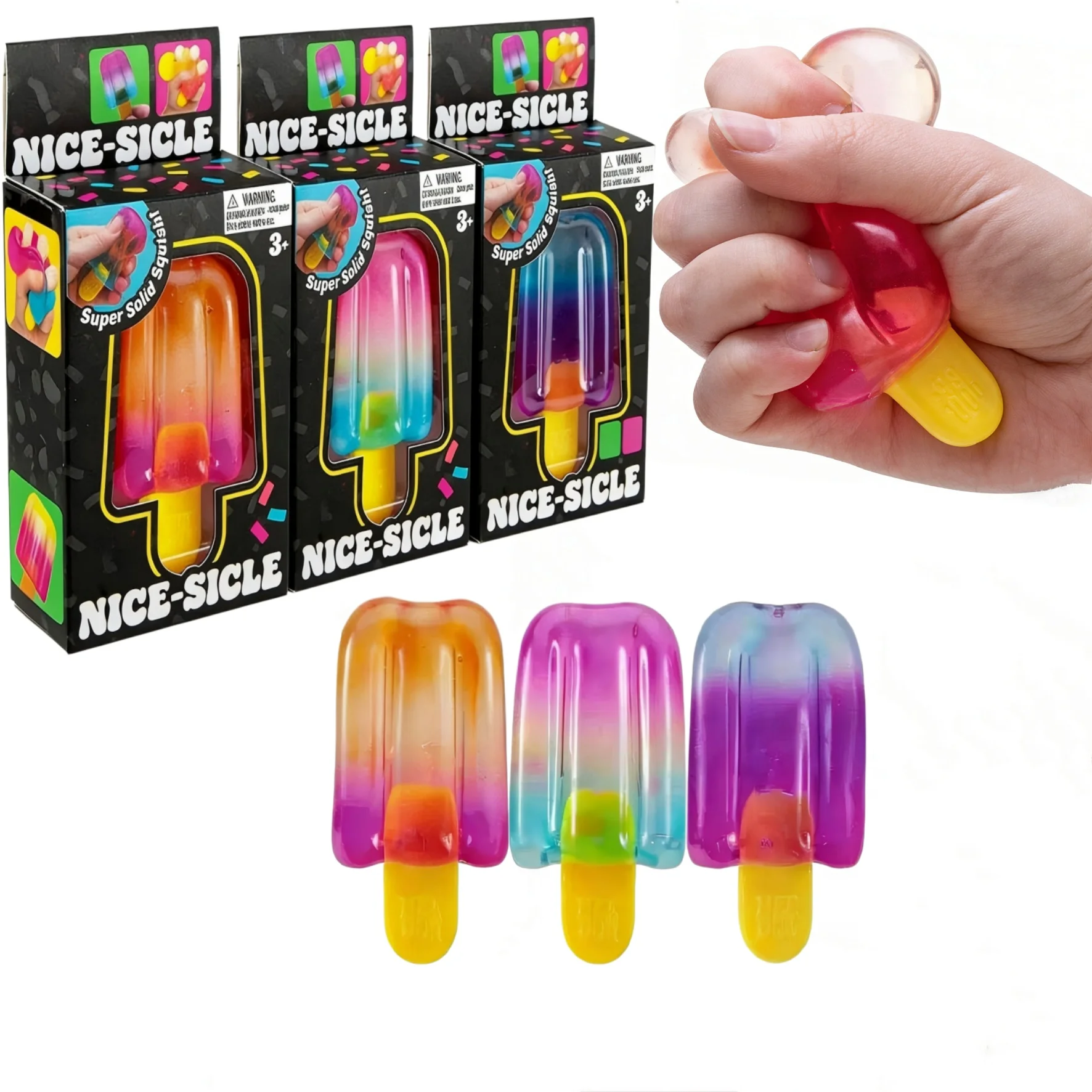 Fidget Squishy Spielzeug Eis am Stiel Quetschspielzeug Lustige Farbverläufe Superweich Stressabbau TPR-Material Sicher Party Erwachsene Kreative Geschenke