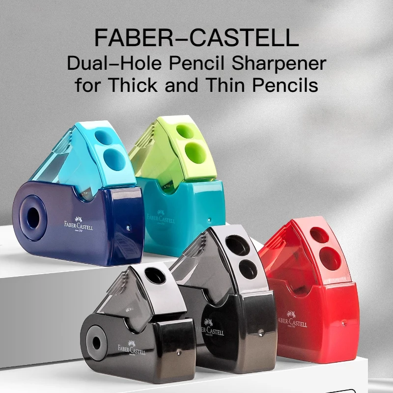 FABER-CASTELL Manual Mini Pencil Sharpener Dual-Hole Sharpener for Thick and Thin Pencils Portable Durable Pencil Sharpener
