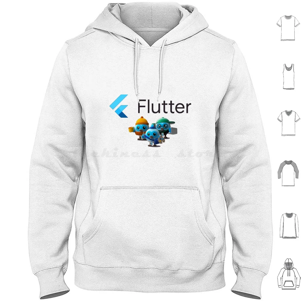 Google Flutter-Dash T-Shirts Hoodies Long Sleeve Flutter Dash