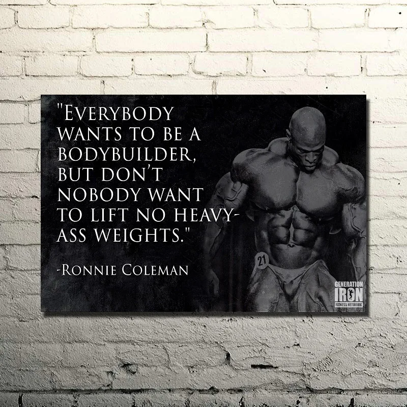 RONNIE COLEMAN-Bodybuilding Motivational Quote, Print Art Canvas Poster,Living Room Decor, Home Wall Picture