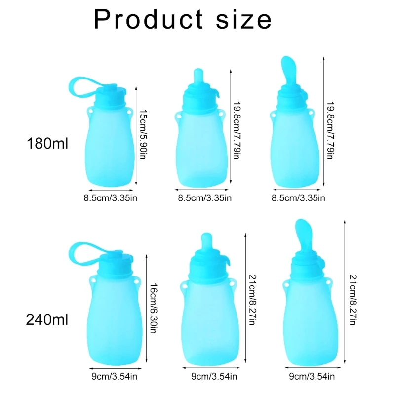 Set of 3pcs Silicone Milk Saver Bags 240/180ml Breastfeeding Milk Storage Case