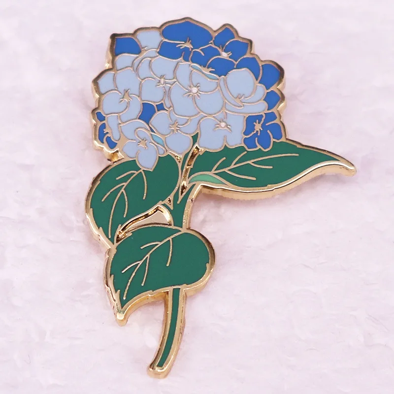 Blue Hydrangea Macrophylla Hard Enamel Pin Plant Flower Lover Badge Brooch Pins Natural Jewelry​