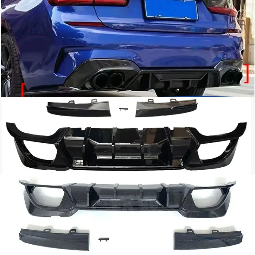 

Gloss Black 3Pcs Rear Bumpers Lip Car Diffuser With Side Splitters for BMW 3 Series G20 G28 M Sport 2019-2022 Carbon Look