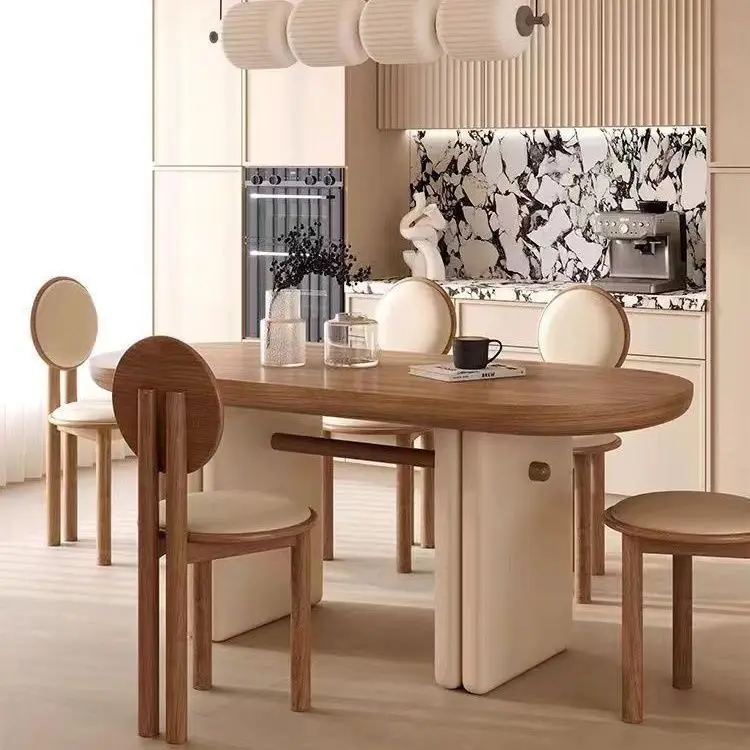 

Customizable dining table combination medieval cream living room household small apartment