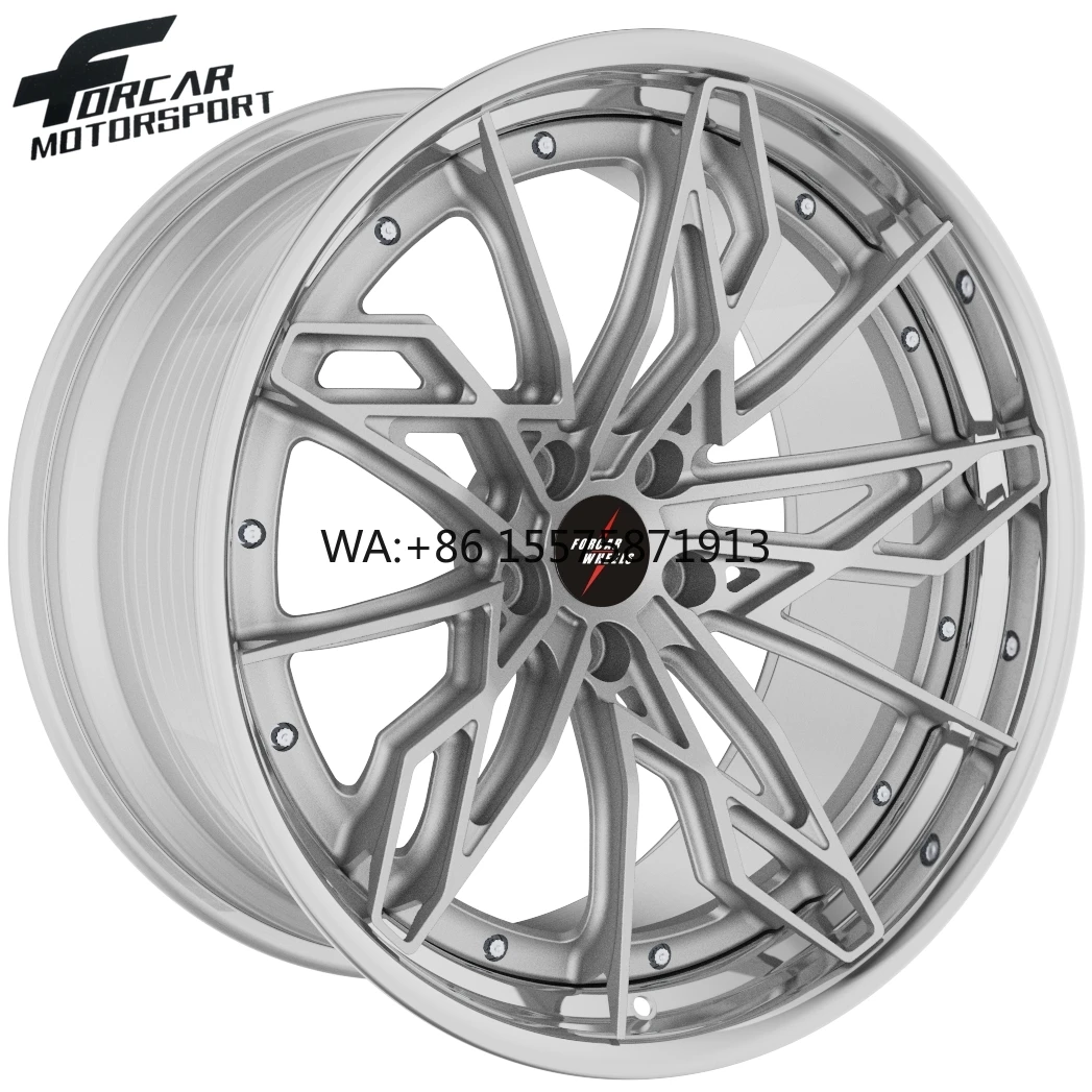 

Silver Color Two-Piece High Standard Forcar Factory Customized 16 17 18 19 20 21 22 23 24 Inch Alloy Forged Wheels Rims