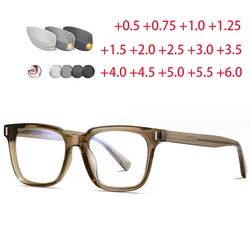 Square Photochromic Glasses Men Women Reading Eyeglasses Old Men Far Sight Eyewear 0 +0.5 +1 +1.25 +1.5 +1.75 +2.0 To +6