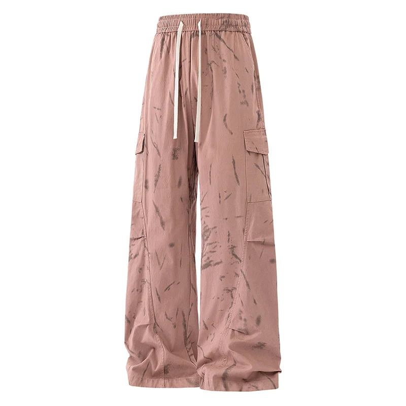 

Men Design Sense Tie-dyed Workwear Casual Pants Men American Trendy Brand Outdoor Paratrooper Pants Fashionable Sporty Long Pant