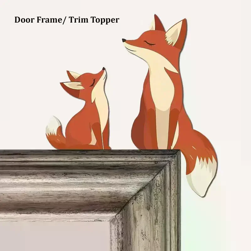 2 Cute Fox Wooden Wall Art Decorations, Cute Fox Door Decorations, Wall And Corner Decorations, Switch Panel Covers, Home Decor