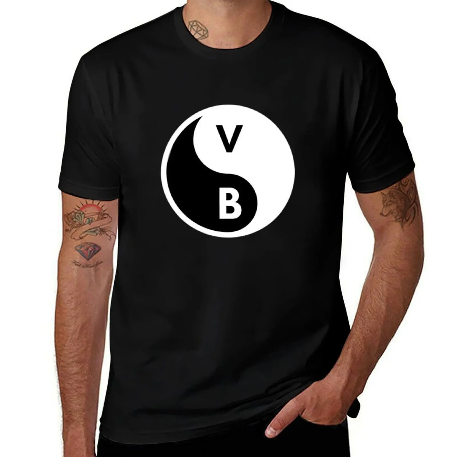 

Футболка VB Yin Yang, футболка с индивидуальным принтом, мужская футболка из 100% хлопка, футболка люксового бренда