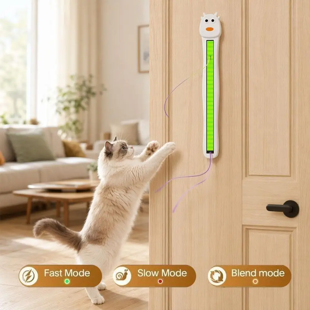 Automatic Giraffe Cat Teasing Machine Wall Mounted Auto Swing Flying Rope Interactive Toys For Cats To Relax and Relieve Boredom