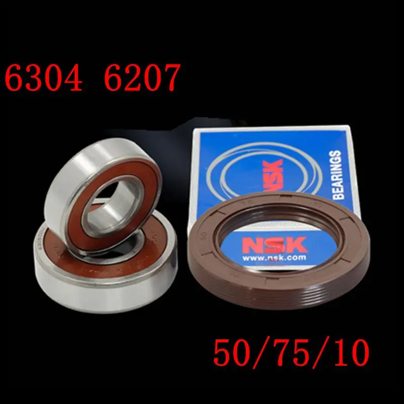 for Hisense ROYALSTAR drum washing machine Water seal（50/75/10）+bearings 2 PCs（6304 6207）Oil seal Sealing ring parts