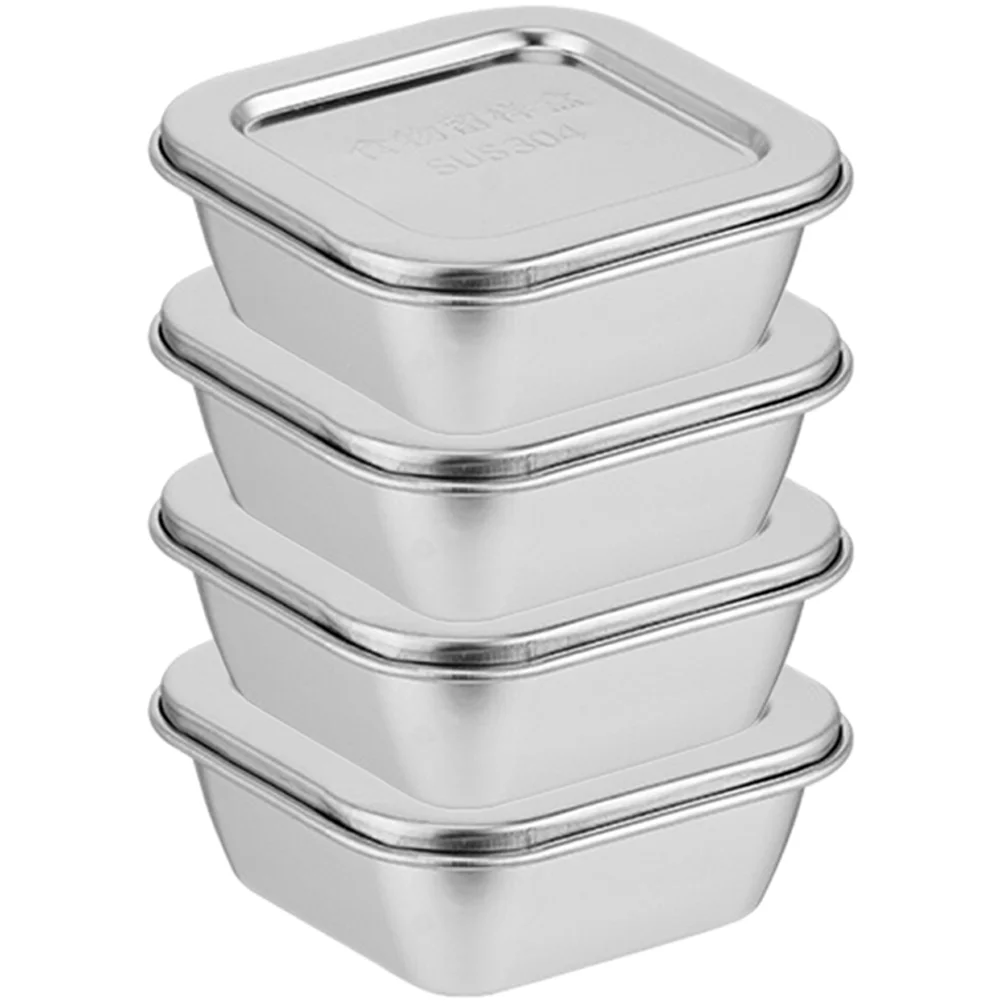 

4 Pcs Large Food Containers Kitchen Storage Stainless Steel for with Lids Huge Glass