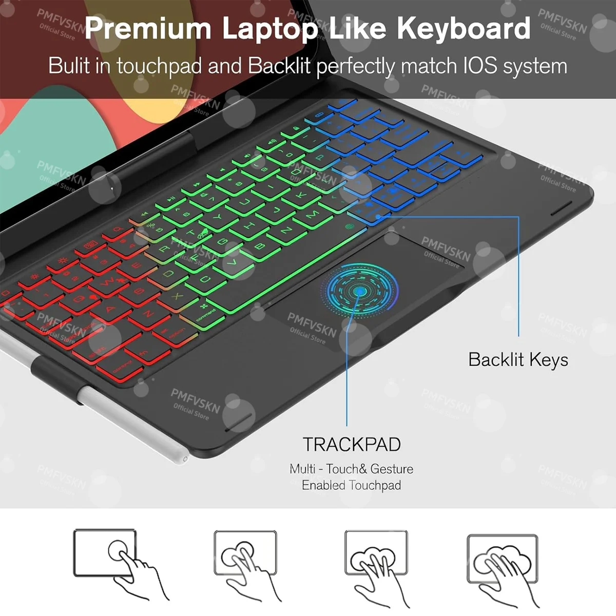 2026 New 360° Rotatable Bluetooth Magic keyboard Case For iPad A16 11th Generation 2025, 10th Gen 2022 Backlit Wireless Cover