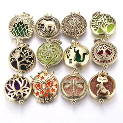 Pendant Perfume Essential Oil Bottle Aromatherapy Necklace Bronze Tree of Life Owl Dragonfly Open Locket Aroma Diffuser Necklace