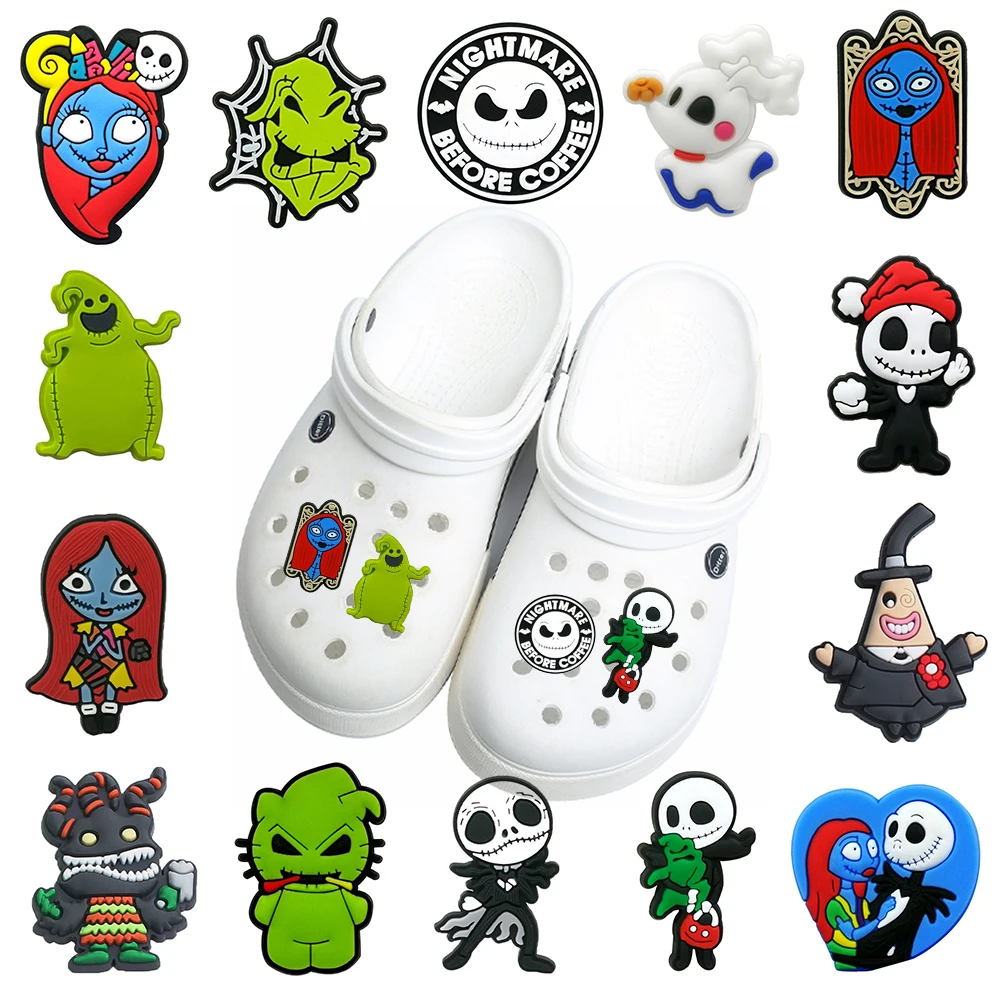 

1pcs Shoe Charms The Nightmare Before Christmas Shoe Charms PVC Accessories DIY Shoe Decoration For Clog Sandal Kids X-mas Gifts