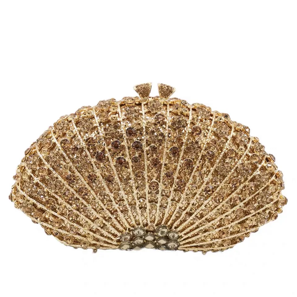 High Quality Elegant Exquisite Fan Shaped Ladies Evening Clutch Bag Banquet Chain Shoulder Bag - view 5