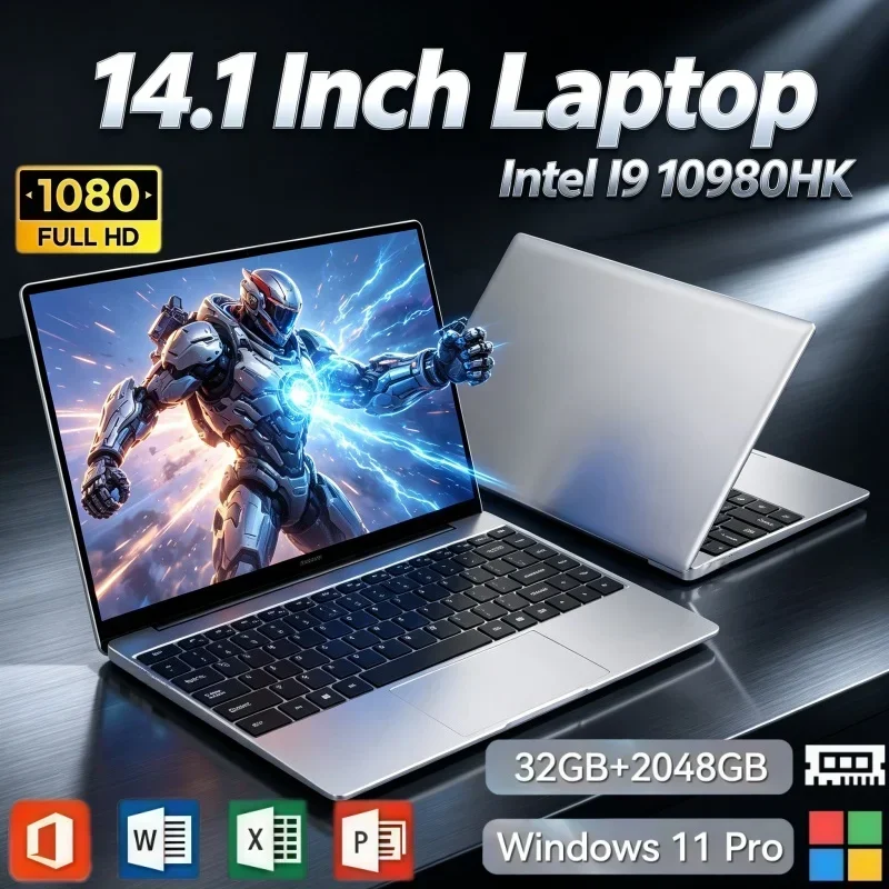 14.1 Inch Stable Running Laptop Computer Intel Core I9‑10980HK 32GB RAM 2TB SSD Win11 Slim Notebook For Home Daily Long‑Hour Use