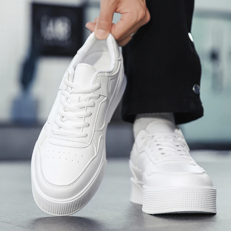 2025 Trend Men\'s Sneakers Designer Platform Sports Shoes Men Comfortable Leather Skateboard Shoe Man White Casual Sneaker 39-47