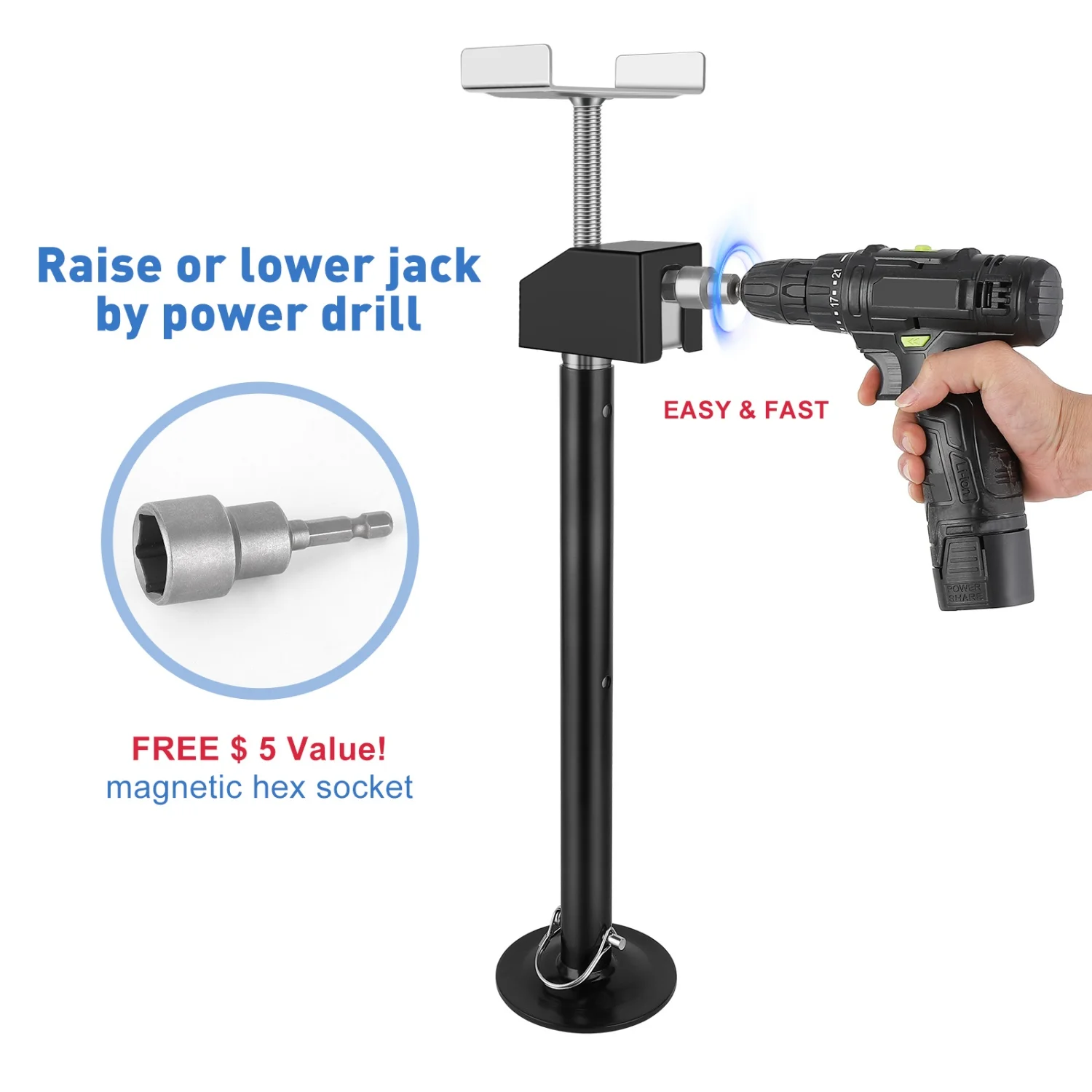 2-Pack RV Slide Out Support Jacks,5000 LB Capacity Per Jack, Adjustable Height, Steel Stabilizer for Travel Trailers & Campers