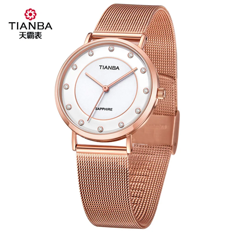 

TIANBA Solar Energy Watch Female Couples quartz watch Woman watch Waterproof Steel Belt Watch Light Energy Watch 9006 Female