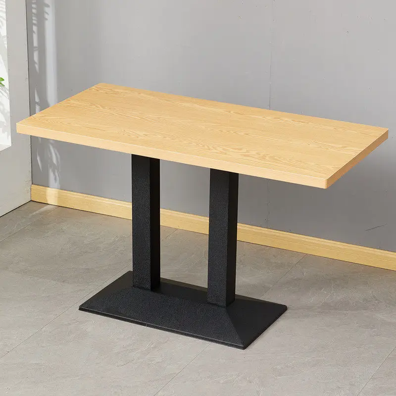 #Modern hotel restaurant dining table wood surface metal frame smokeless hot pot equipment can be customized color commercial
