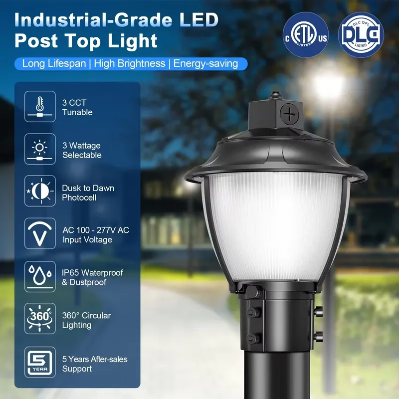 Garden Lamp 100W/80W/60W CCT TUNABLE 3/4/5K Outdoor IP65 Waterproof Landscape European Retro Cast Aluminum Post Lights