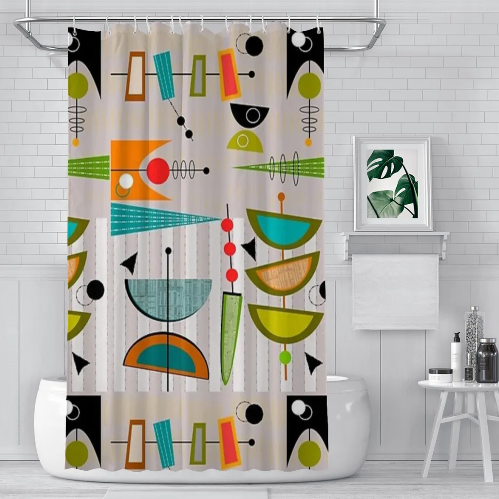 Shower curtain Bathroom  Mid-century Modern Abstract #55 decor Modern household Curtain Festival gift