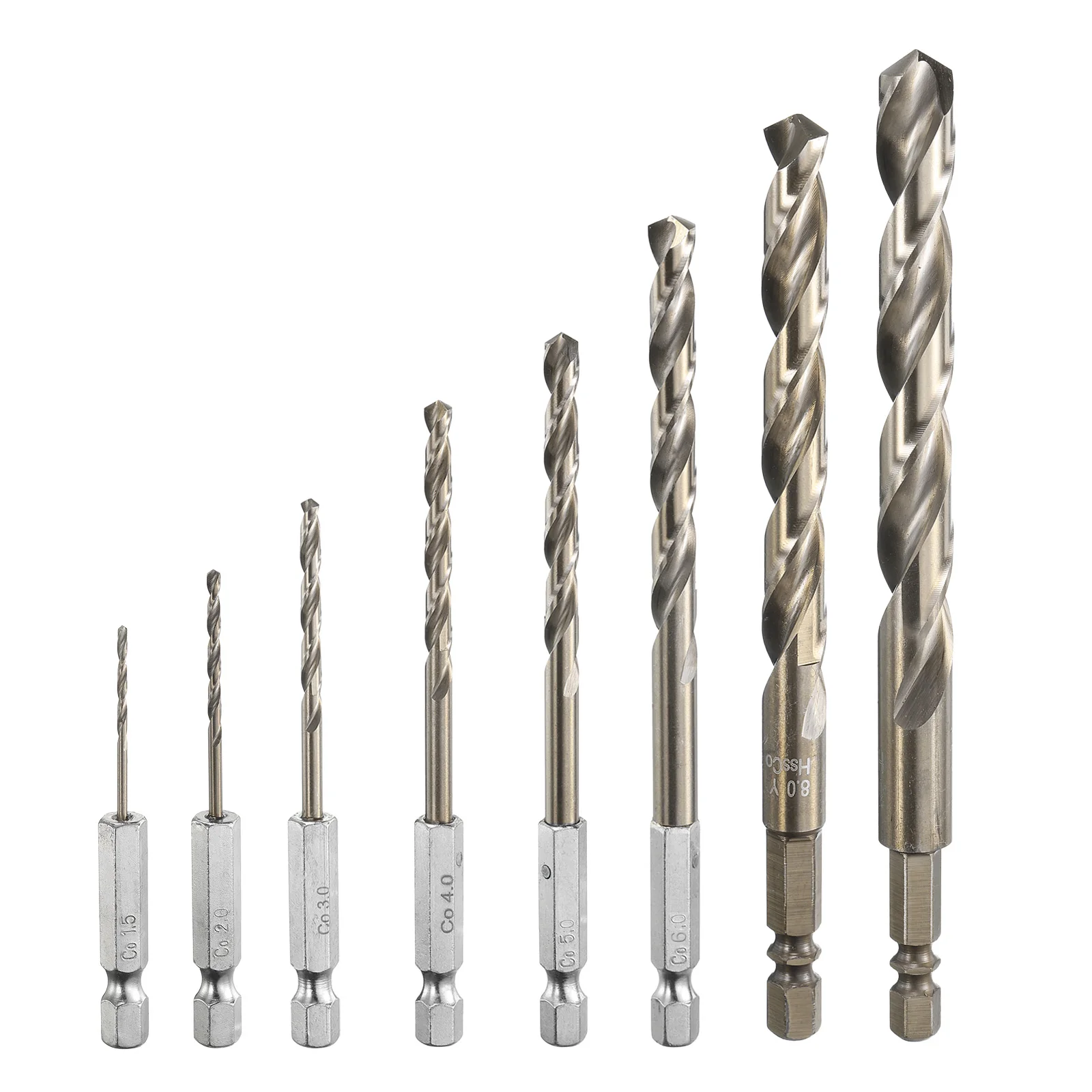 

M35 HSS Cobalt Twist Drill Bit Set 1.5/2/3/4/5/6/8/10/12/13mm with Quick Change 1/4" Hex Shank Jobber Drill Bit for Metal Steel