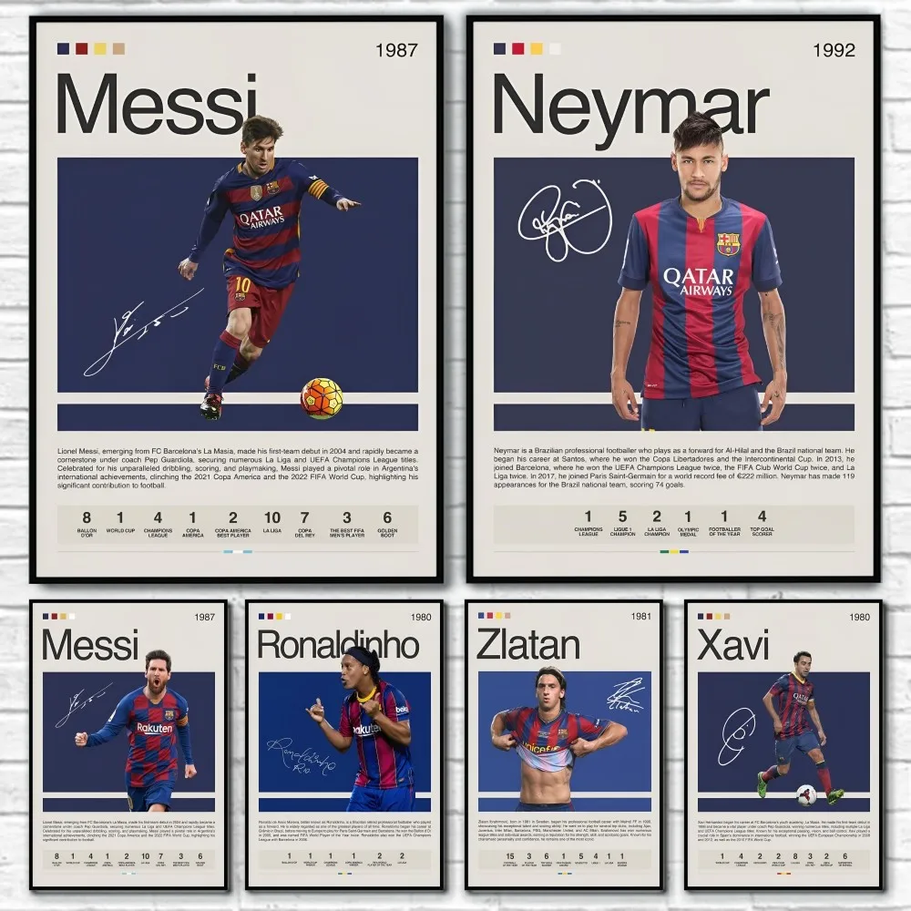 Fc-B-BarcelonaS M-MESSI x-xavi cartel habitación hogar sala de estar dormitorio Bar pasillo pared arte impresión arte decoración estética