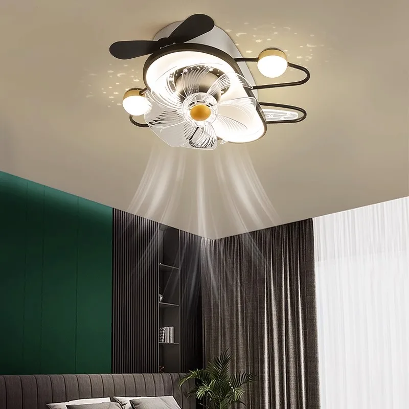 

ceiling light full spectrum eye protection airplane fan light, boy's room lighting, modern and minimalist bedroom fan light