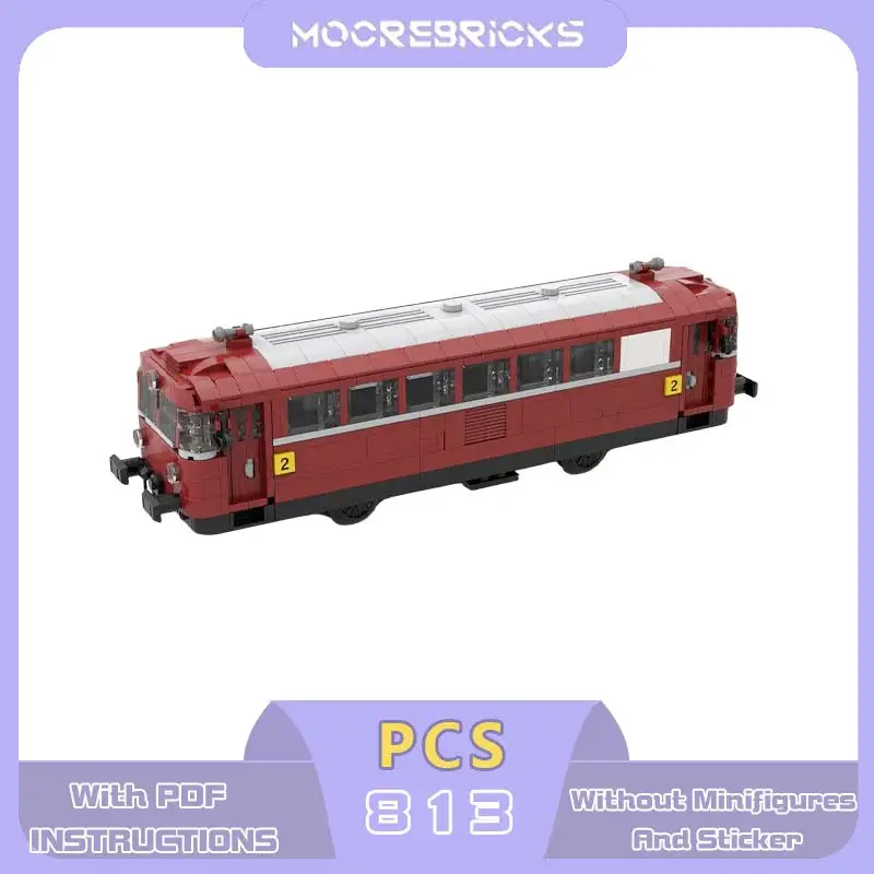 MOC Deutscher VT98 Retro-Schienenbus Bauklötze Klassischer Stadt-Personenzug Lokomotive Waggons Modell DIY Spielzeug Geschenk