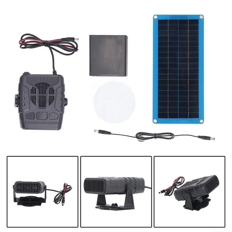 Calentador de coche portátil de 30W, conjunto de calentador de Panel Solar, descongelador de invierno, ventilador de calefacción, calentador de casa para mascotas, calentador de coche, Deicina de secado